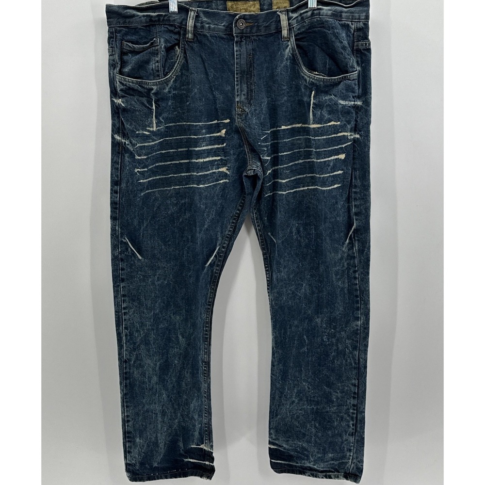 Men's Bootcut Distressed Washed Dark Blue Jeans
